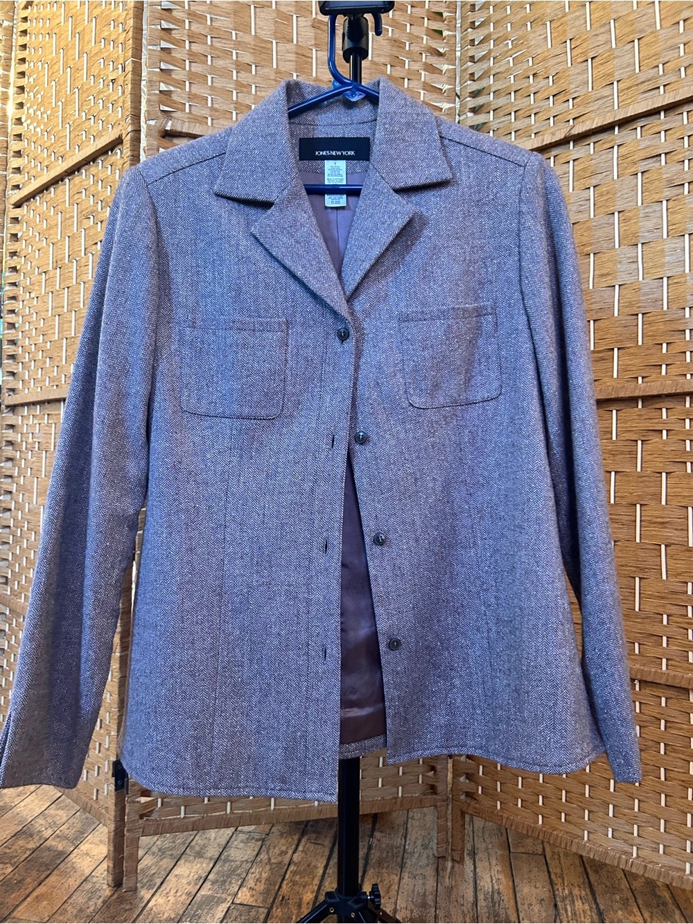 Jones New York Heathered Taupe Blazer Jacket